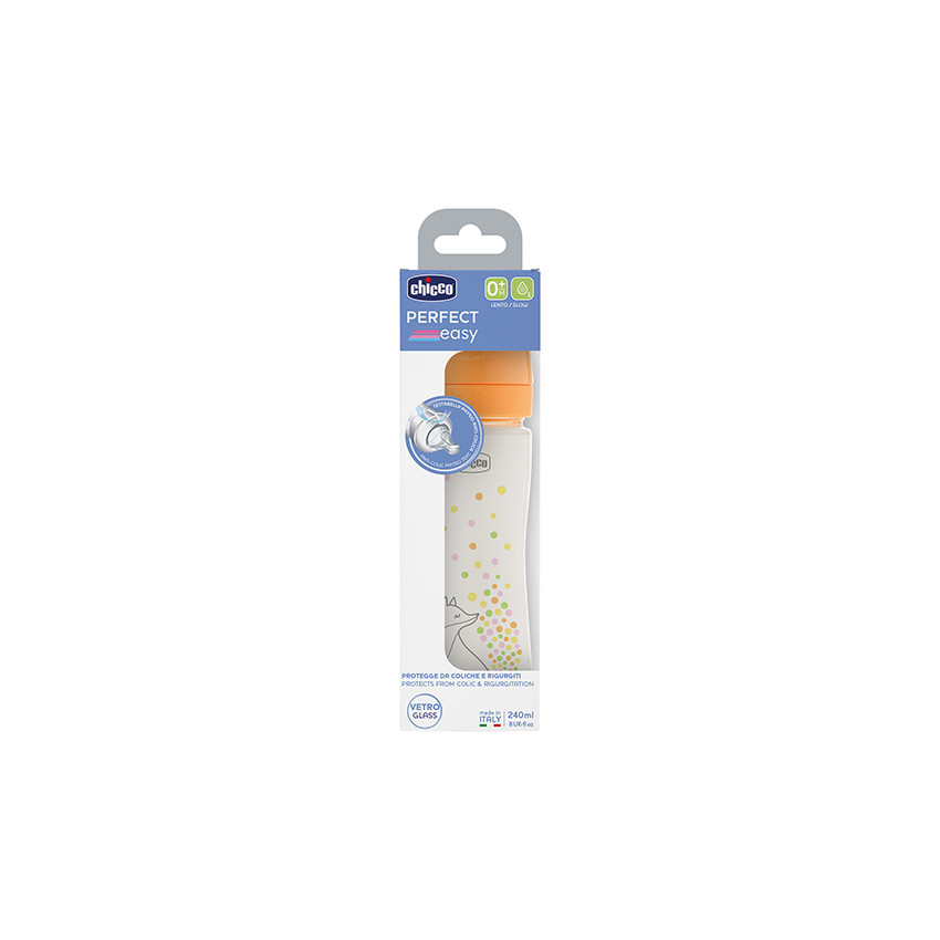 MOYEN BIBERON Biberon PERFECT EASY, verre, 240 ml - ORANGE - 0m+ 