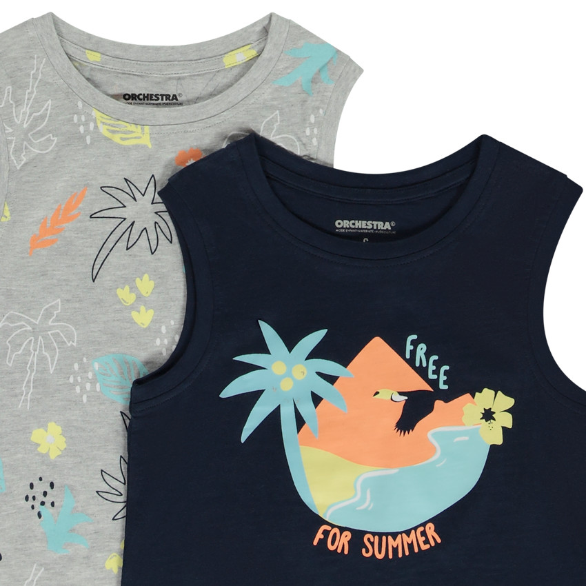 Σετ από 5 αμάνικα μπλουζάκια φαντεζί με εξωτικά σχέδια για αγόρι 