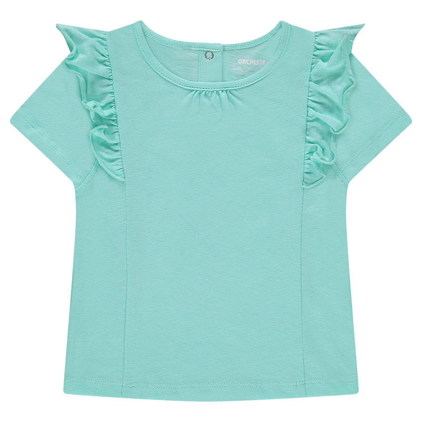 Κοντομάνικη μπλούζα από ζέρσεϊ με βολάν 