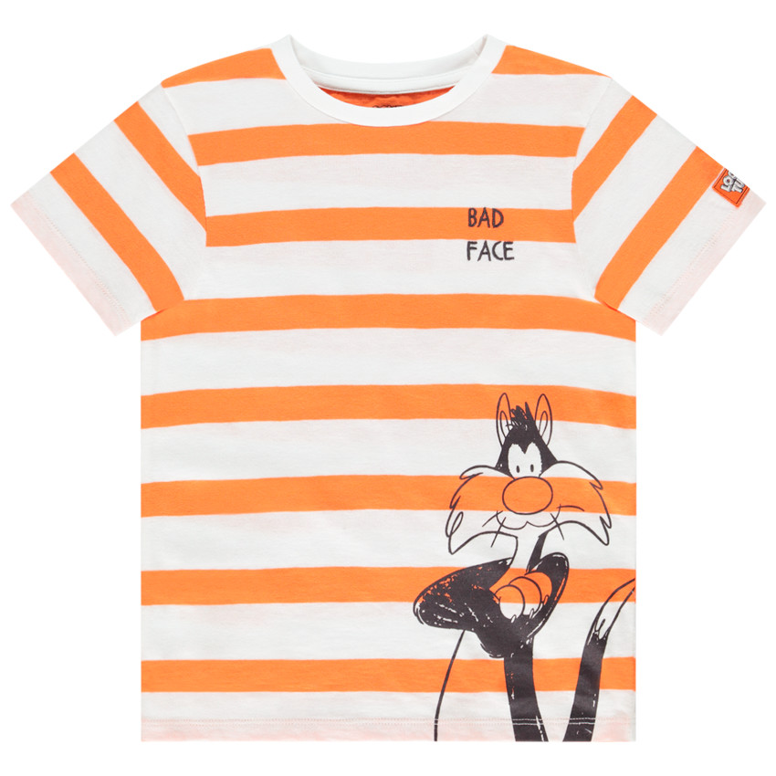 T-shirt manches courtes à rayures print Grosminet (Looney Tunes) pour garçon Main T-shirt manches courtes à rayures print Grosminet (Looney Tunes) pour garçon