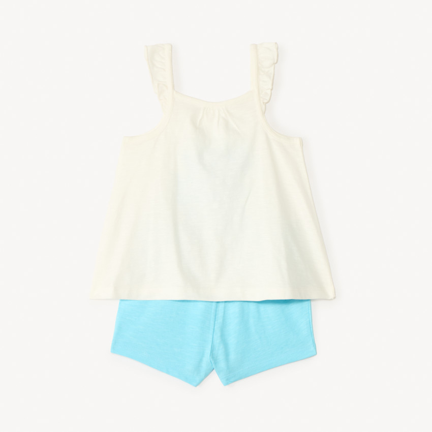 Σύνολο κοντών 2 τεμαχίων με φούστα και σορτσάκι για μωρό κορίτσι. 