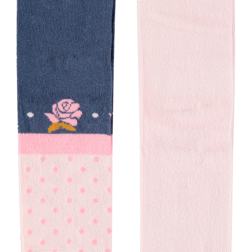 Σετ με 2 χοντρά καλσόν, ένα σε απαλό ροζ / ένα σε πουά ζακάρ 