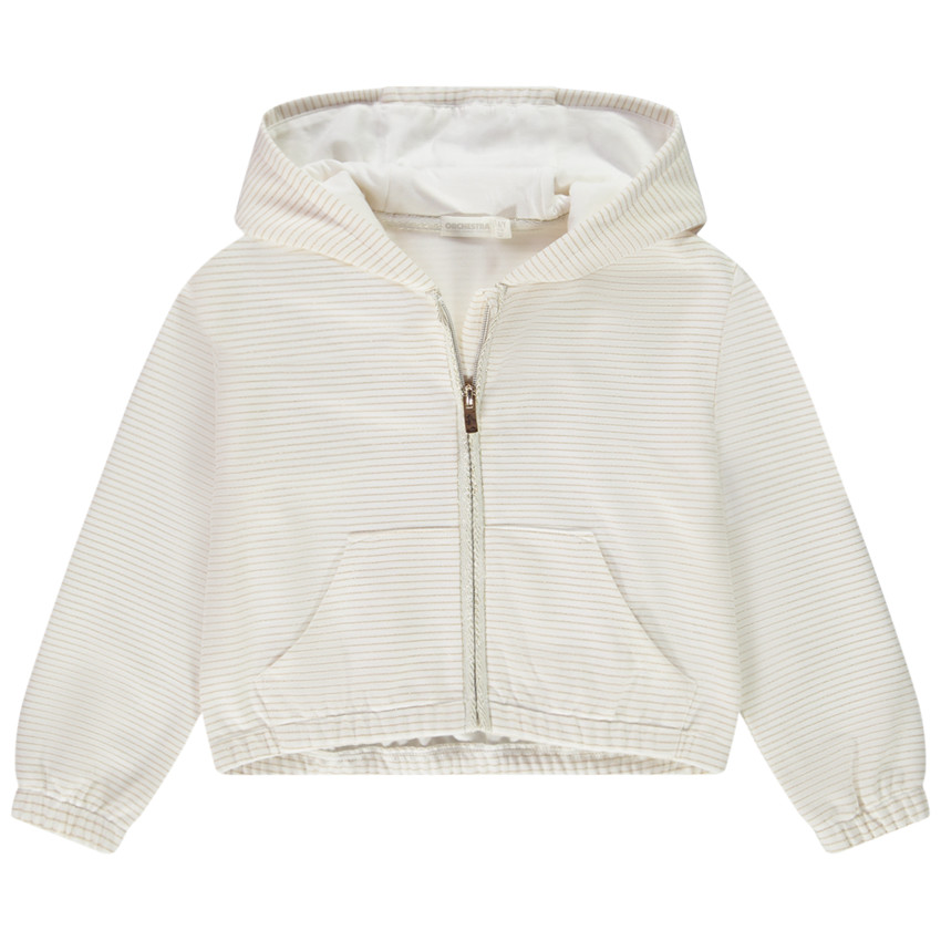 Ζακέτα από φούτερ με ρίγες lurex για κορίτσι 