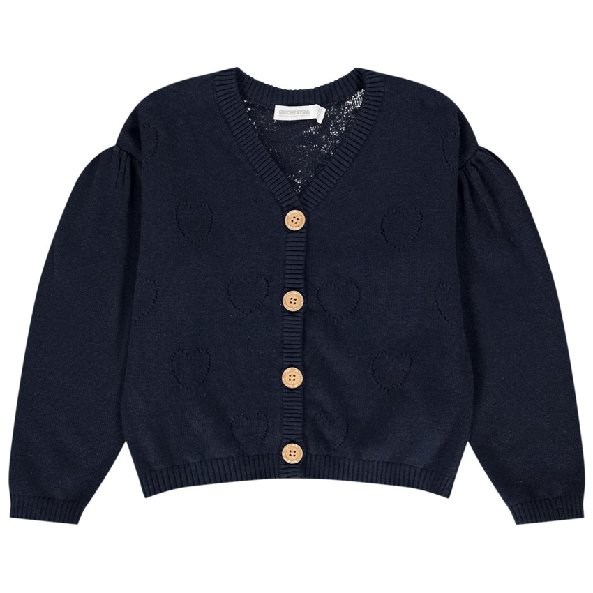 Gilet tricot en maille pointelle cœurs pour fille  Additional Gilet tricot en maille pointelle cœurs pour fille