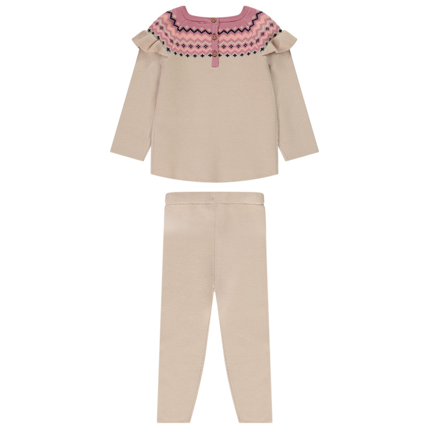 Ensemble jogging 2 pièces en tricot jacquard pour bébé fille 