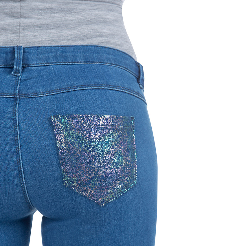 Τζιν εγκυμοσύνης 7/8 με κερωμένο σχέδιο ουράνιο τόξο 