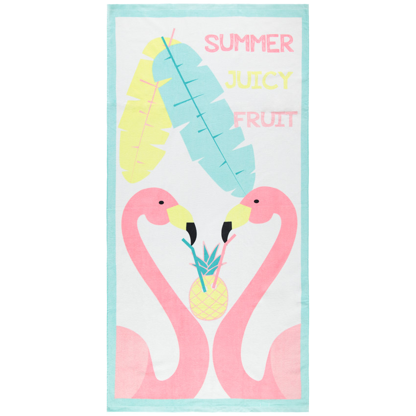 Serviette de plage motif flamants roses 