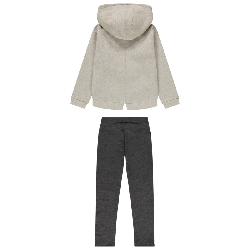 Jogging bicolore en molleton avec coeur effet pétales  