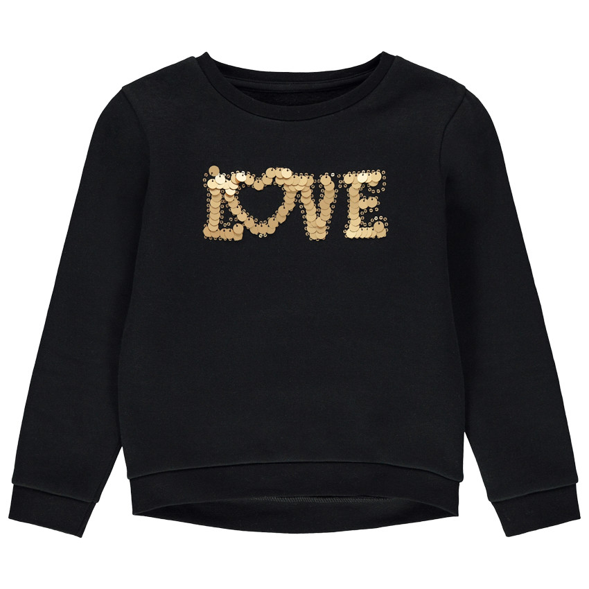 Sweat en molleton gratté à inscription en sequins dorés  Additional Sweat en molleton gratté à inscription en sequins dorés