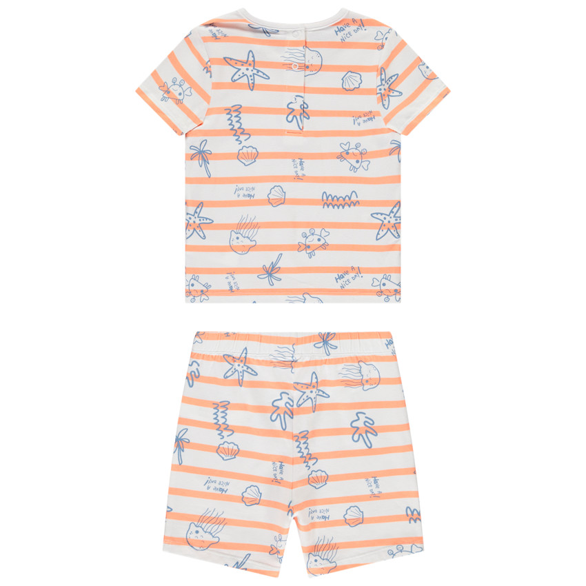 Σετ κοντής πιτζάμας με ρίγες και θαλάσσιο σχέδιο για μωρό αγόρι 