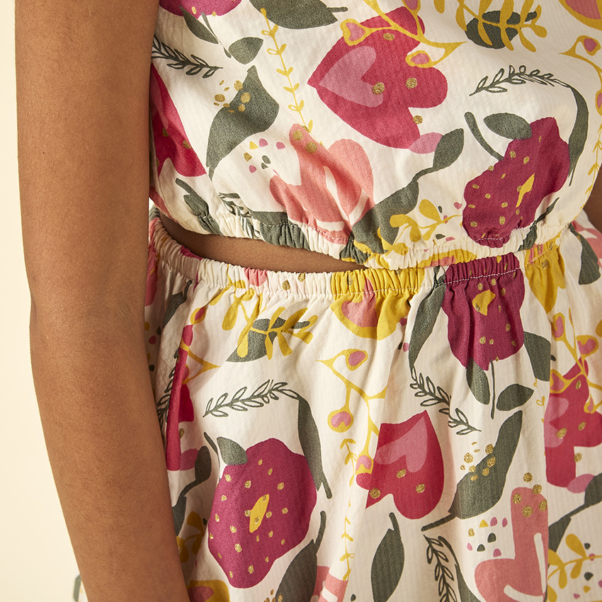 "Αμάνικο φόρεμα με floral σχέδιο και πλαϊνές σχισμές για κορίτσι" 