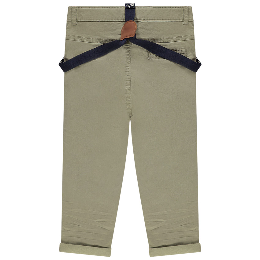 Pantalon doublé jersey en toile à bretelles amovibles 