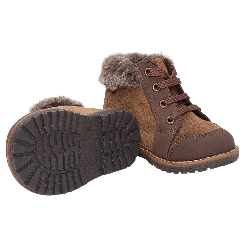 Μποτάκια από σουέντ δέρμα με ψεύτικη γούνα στην άκρη 