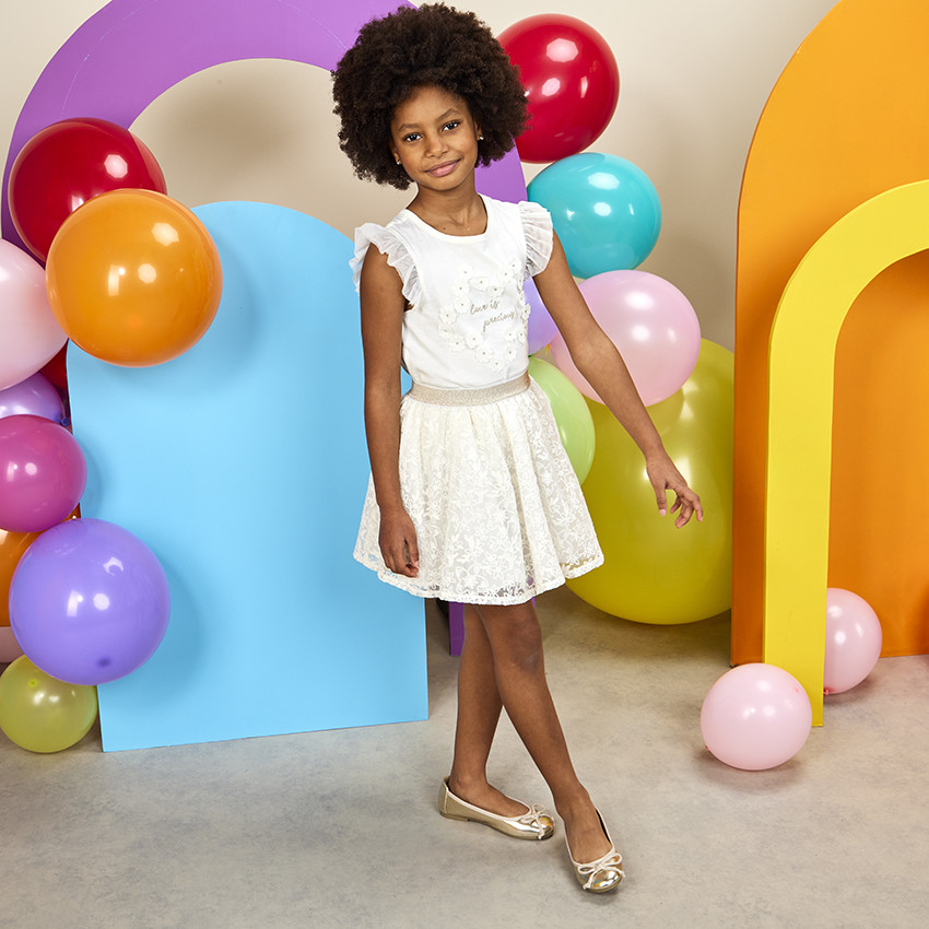 Φούστα από τούλι και κεντημένο organza για κορίτσι 