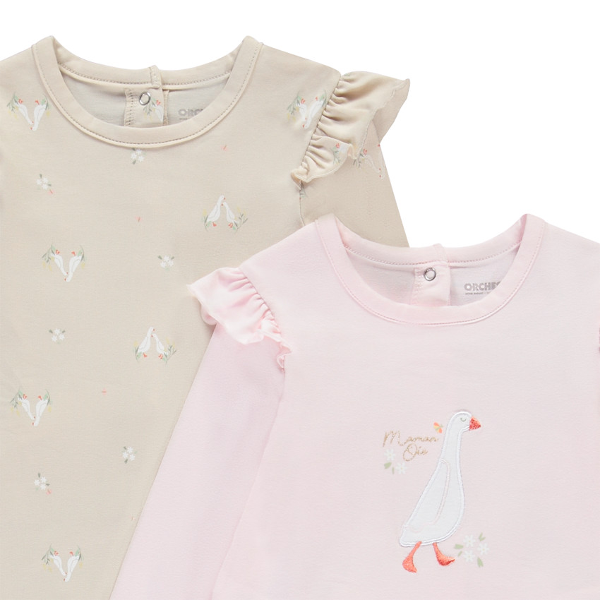 Σετ από 2 φορμάκια με σχέδιο χήνες για κορίτσι με διαφορετικές ανοίξεις ανάλογα με την ηλικία 