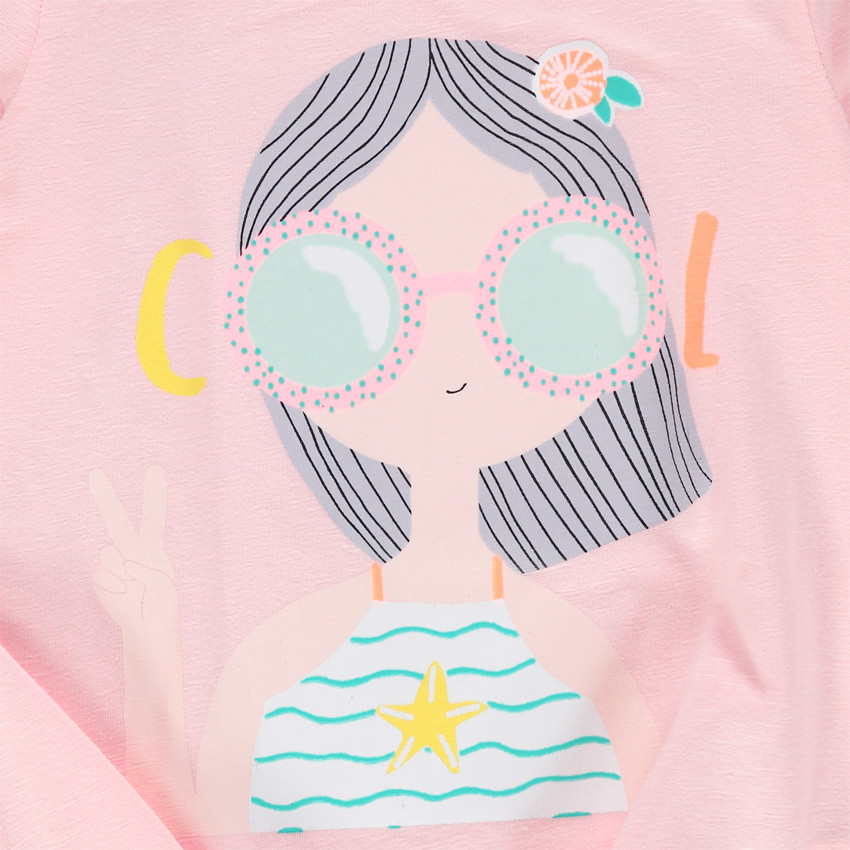 Pyjama en jersey print fille et bas étoilé 