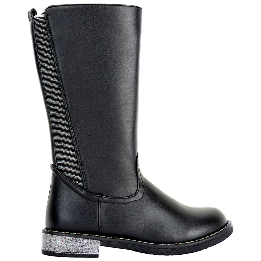 Μπότες καβαλιέρες με ασημένιο τακούνι για κορίτσι 