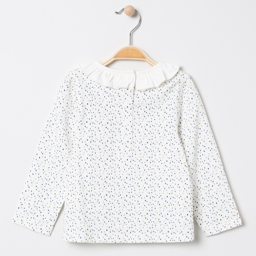 T-shirt manches longues en coton bio imprimé à col volanté  Additional T-shirt manches longues en coton bio imprimé à col volanté