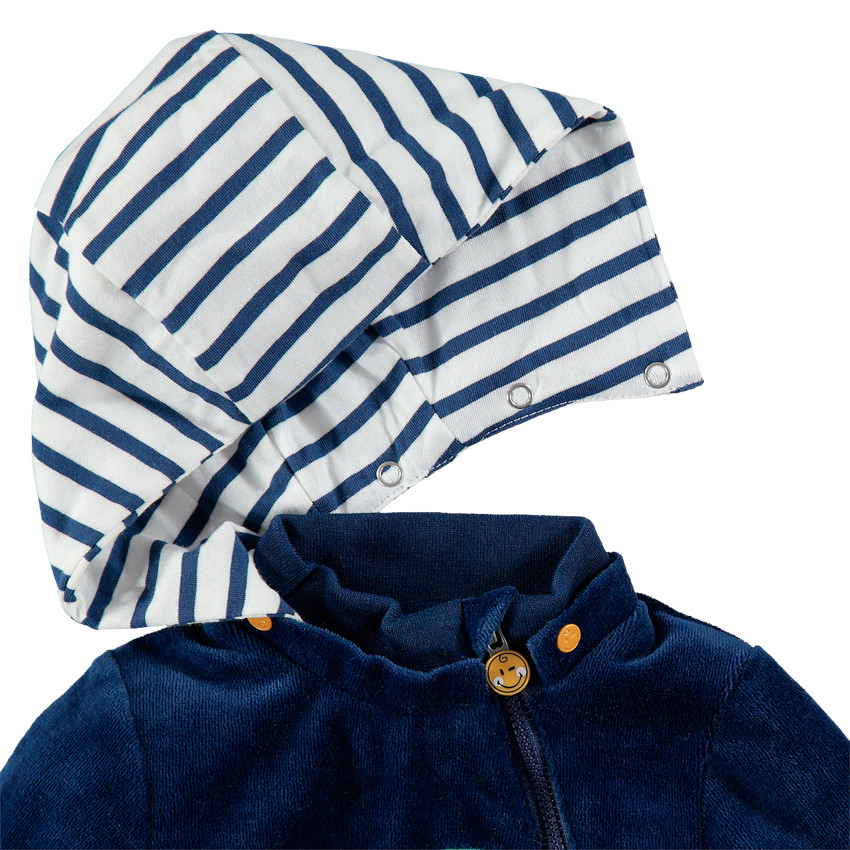 Βελούδινη ζακέτα με αφαιρούμενη κουκούλα Smiley 