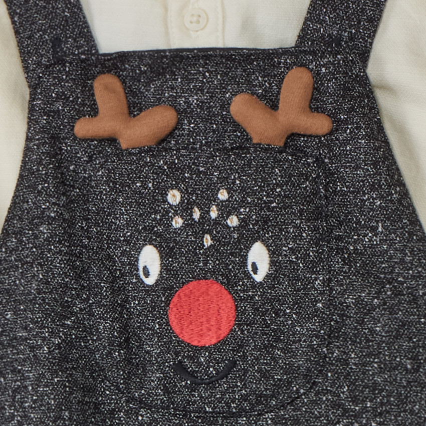 Ensemble court 2 pièces avec salopette de Noël pour bébé garçon 