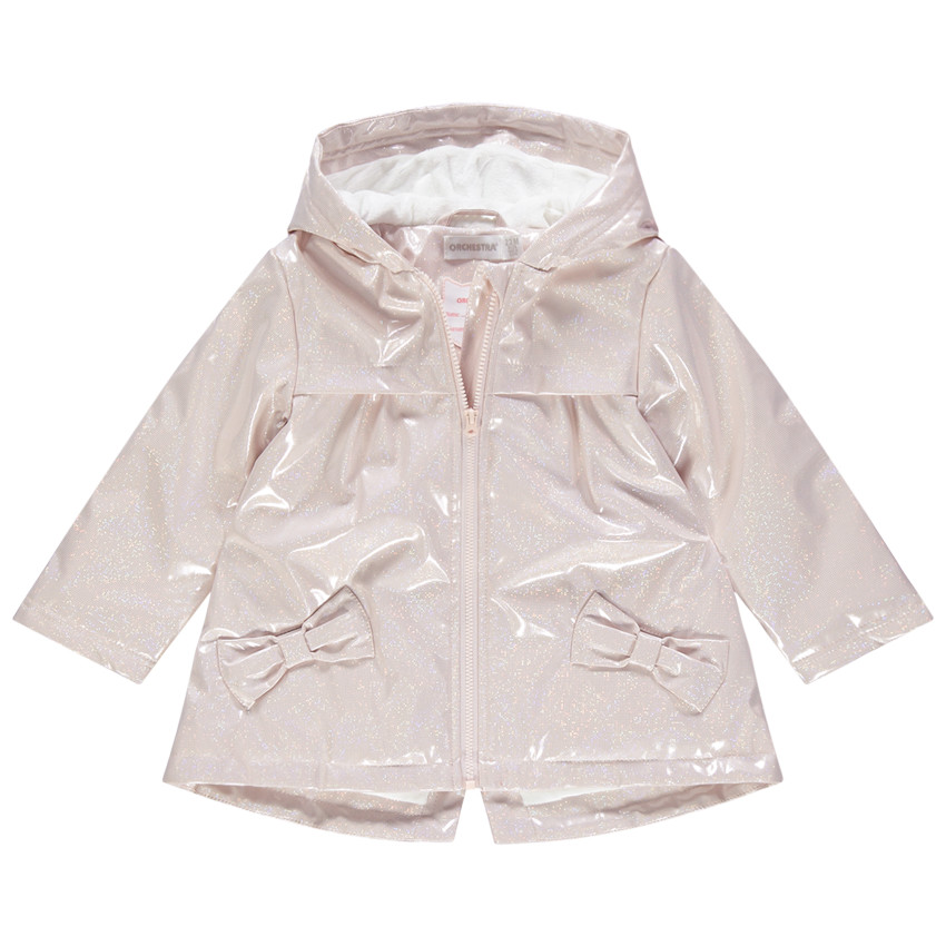 Parka à capuche scintillante doublée sherpa  