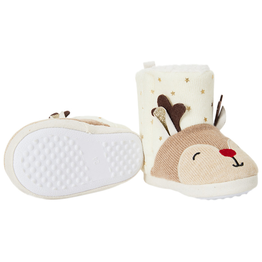 Chaussons bottes renne de Noël pour bébé fille 