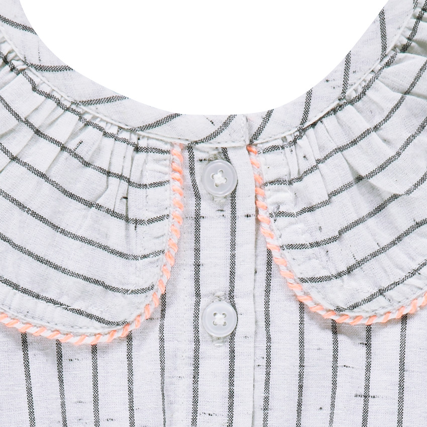 Ριγέ κοντή ολόσωμη φόρμα μπουκλέ με βολάν στη λαιμόκοψη  Additional Ριγέ κοντή ολόσωμη φόρμα μπουκλέ με βολάν στη λαιμόκοψη