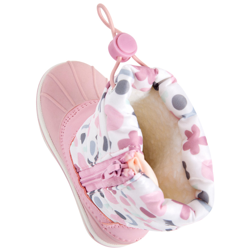 Ροζ après-ski με φερμουάρ και σχέδιο arty + κορδόνι περίσφιξης για κορίτσι 