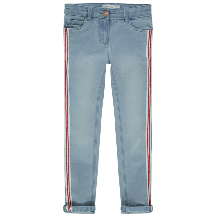 Slim τζιν με used όψη και μεταλλιζέ λωρίδες 