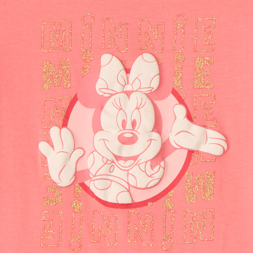 T-shirt με κοντά μανίκια με τύπωμα παγιέτας Minnie Disney για κορίτσι 