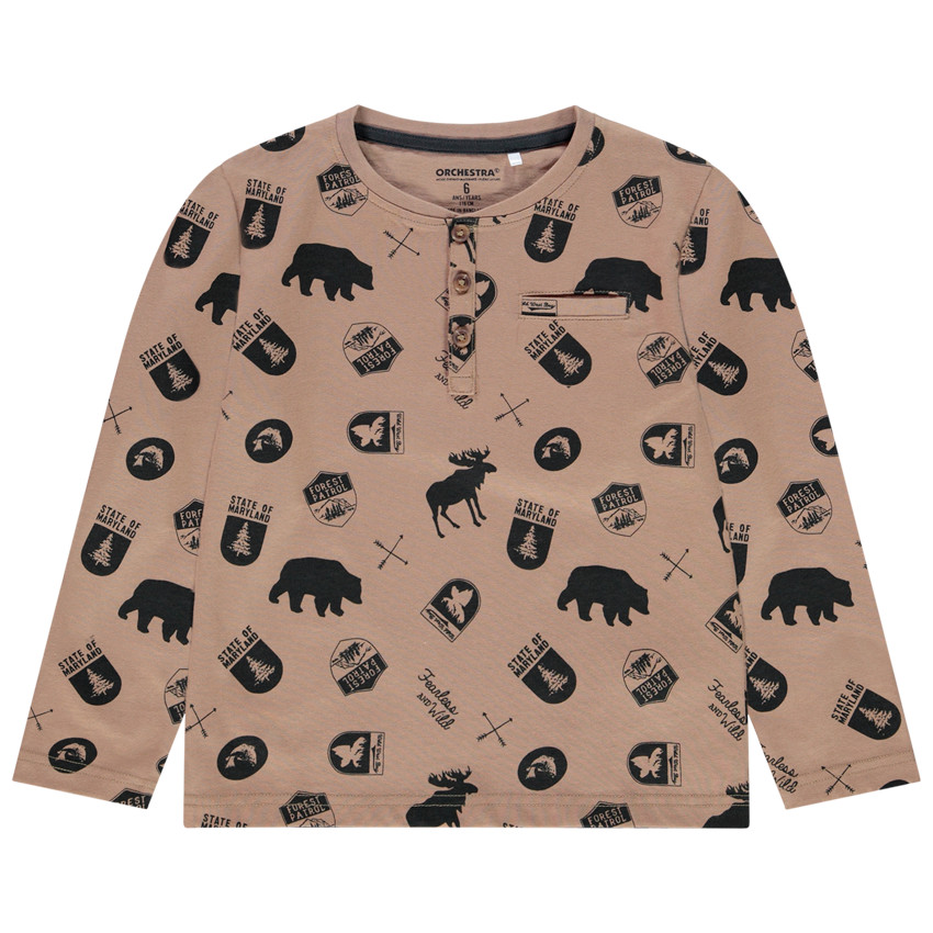 T-shirt μακρυμάνικο με σχέδιο με Γιακάς με κουμπιά για αγόρι  Additional T-shirt μακρυμάνικο με σχέδιο με Γιακάς με κουμπιά για αγόρι