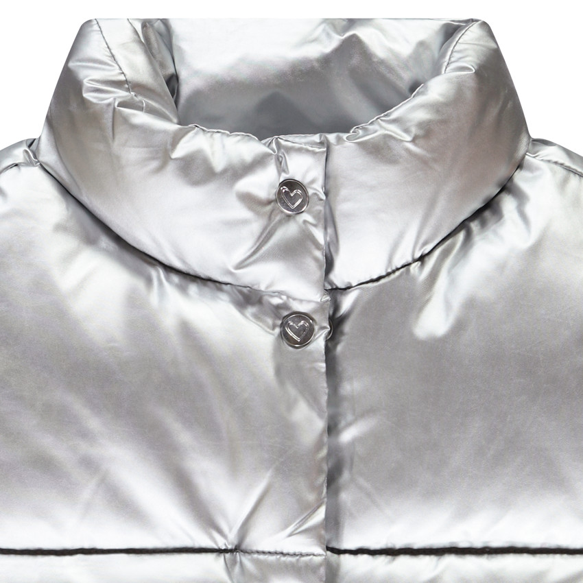 Αμάνικο μπουφάν μονόχρωμο με ιριδίζουσα όψη για κορίτσι 