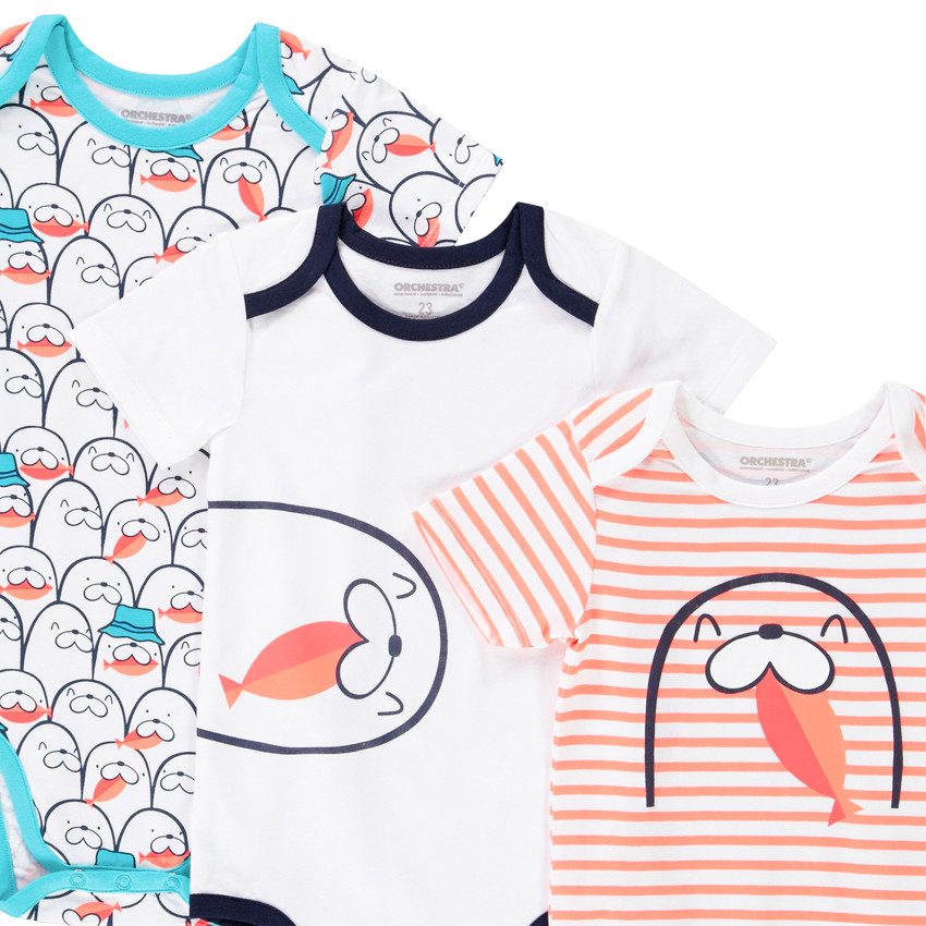 Σετ από 3 bodies κοντομάνικα με σχέδιο morse για bebe αγόρι 