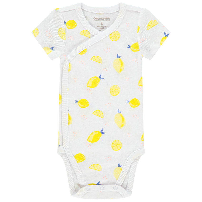 Σετ από 3 κορμάκια με κοντά μανίκια βαμβακερά print citron 