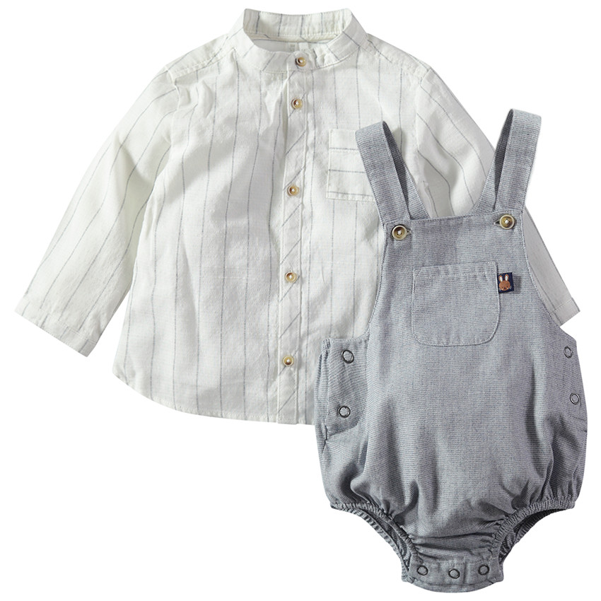 Σύνολο ριγέ πουκάμισο και βαμβακερή ολόσωμη φουφούλα 