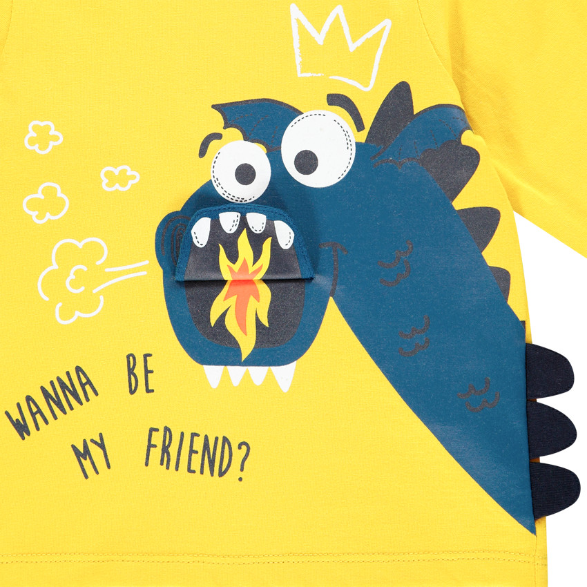 T-shirt μακρυμάνικο με οργανικό βαμβάκι σχέδιο δράκος 