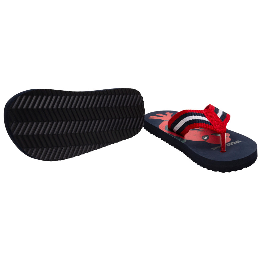 Σαγιονάρες με ριγέ λουράκι και στάμπα Spiderman 