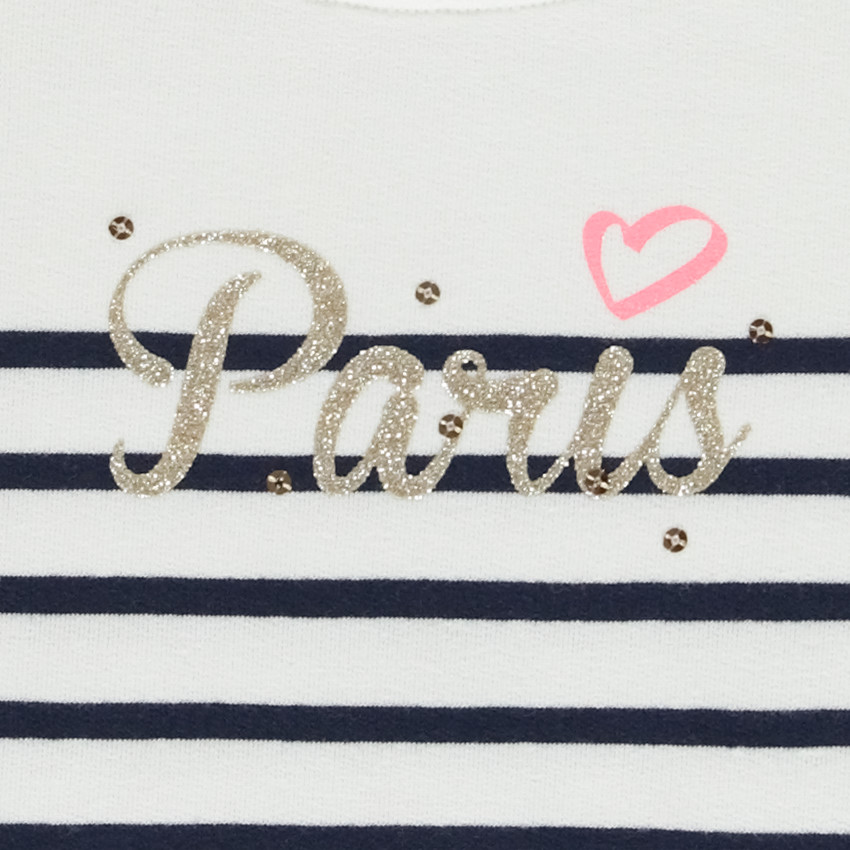Φούτερ molleton marinière glitter print Paris για κορίτσι 