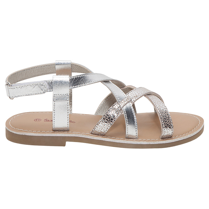 Ασημένια σανδάλια με λουριά 