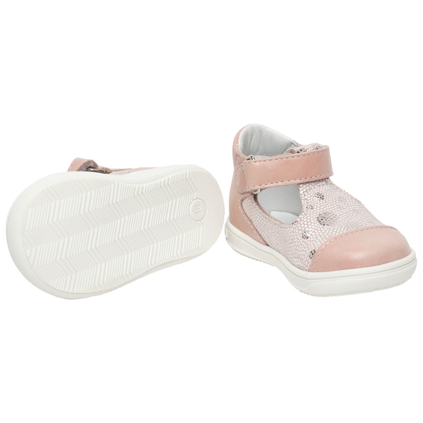 Σαλομέ από δερματίνη ροζ ιριδίζοντα με πουά 