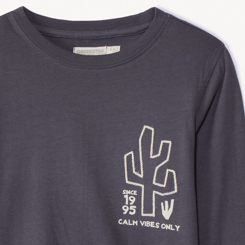 Μακρυμάνικο T-shirt με κέντημα κάκτου για αγόρι 