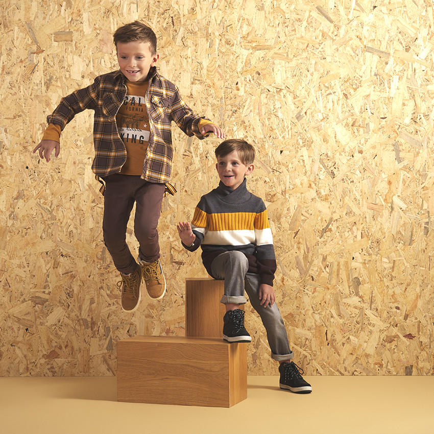 T-shirt μακρυμάνικο βαμβακερό κίτρινο για αγόρι 