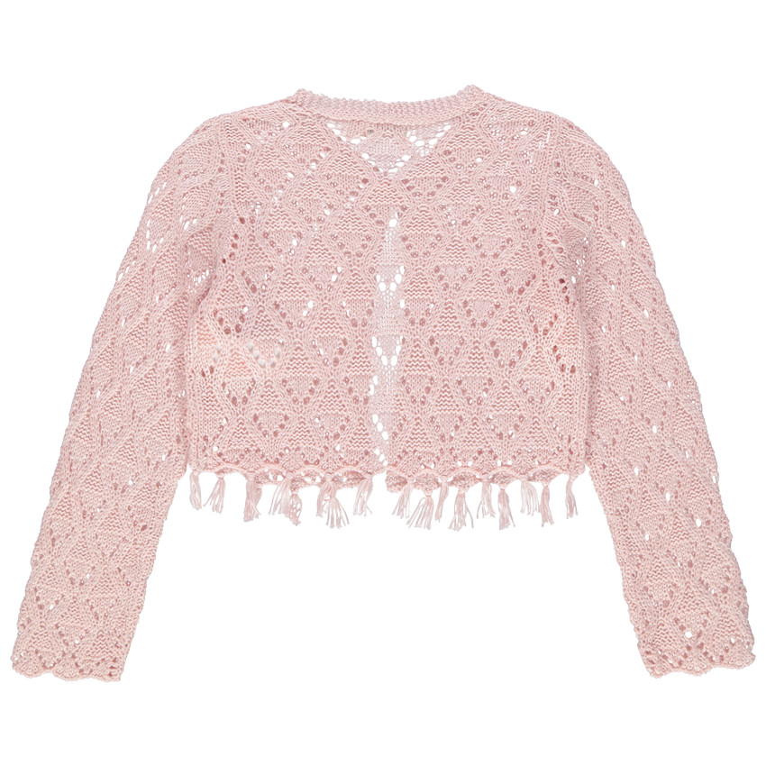 Ζακέτα πλεκτή αζούρ με φινιρίσματα κρόσια  