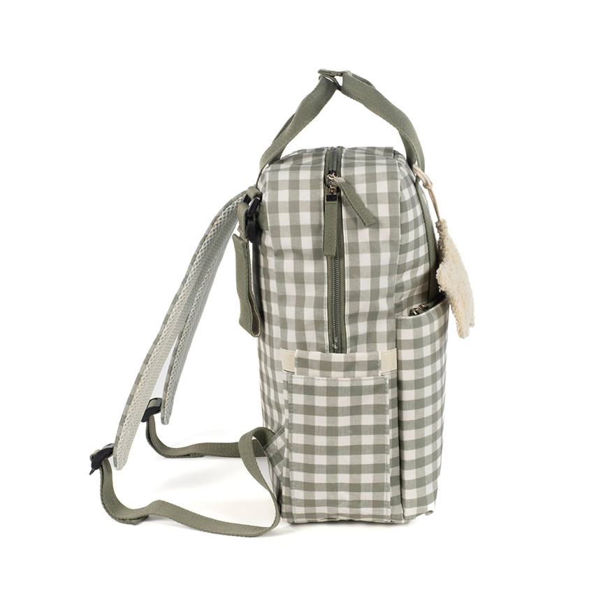 Sac à dos à langer motif carreaux Caetana stone + tapis 