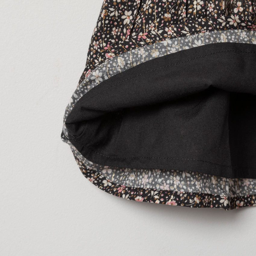 Robe manches courtes à fleurs all-over et rayures  