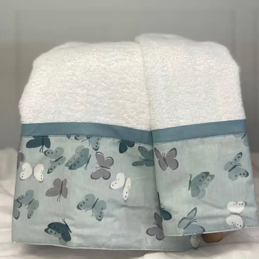 Σετ βρεφικές πετσέτες 2τμχ Butterfly Μέντα - ABΟ  