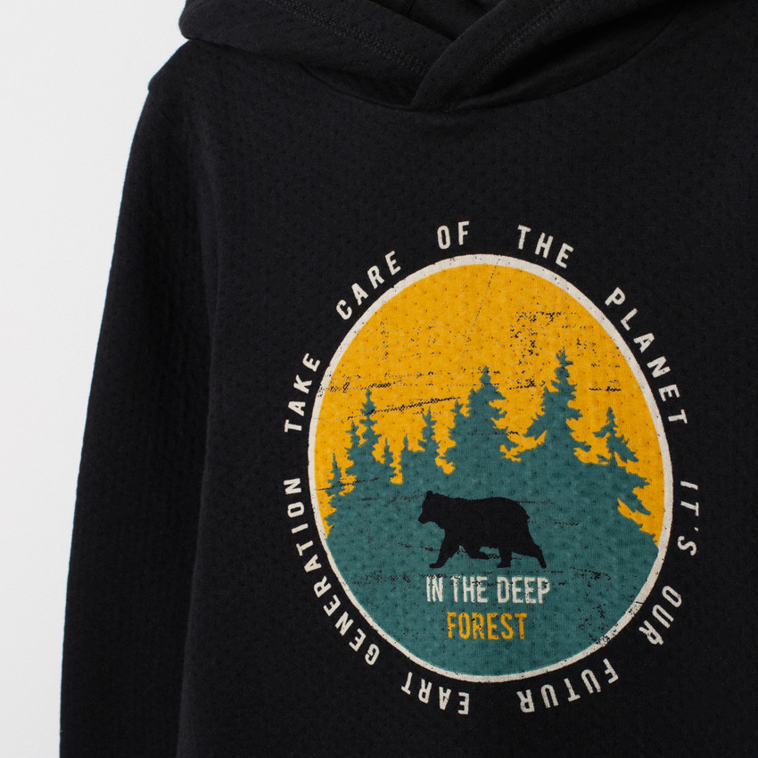 T-shirt μακρυμάνικο με κουκούλα και σχέδιο esprit forêt 