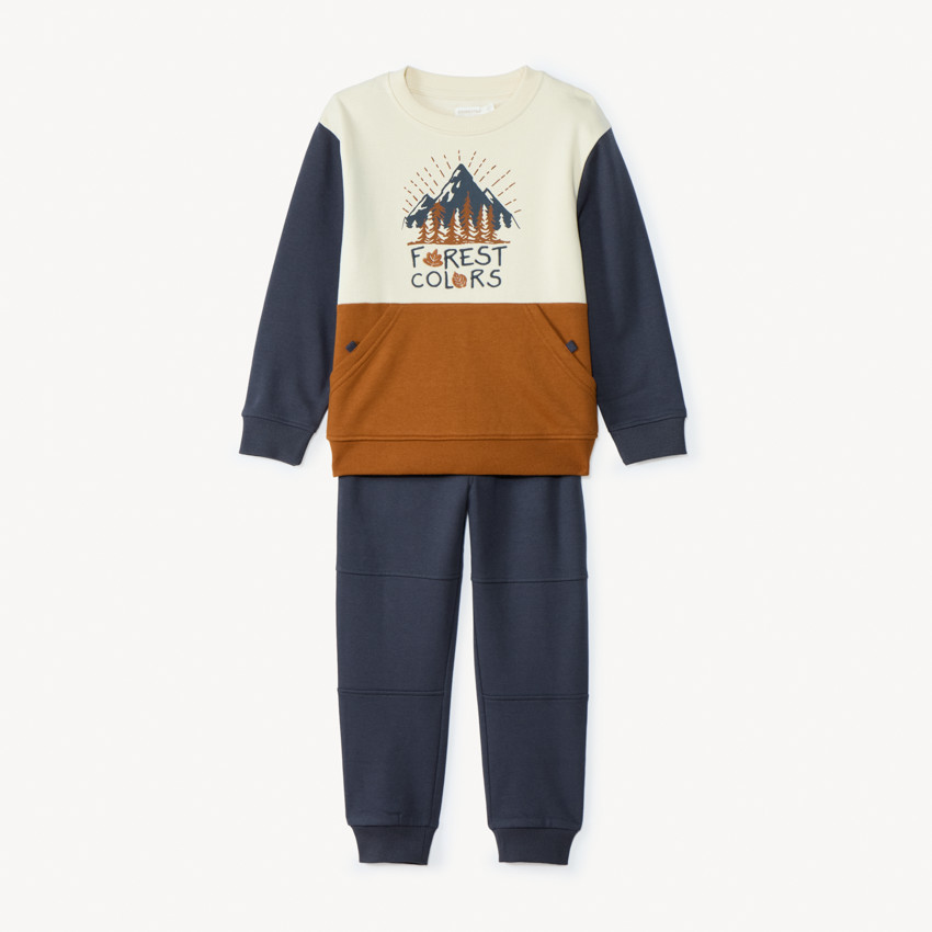 Σετ jogging φλίς με εφέ color block για αγόρι 