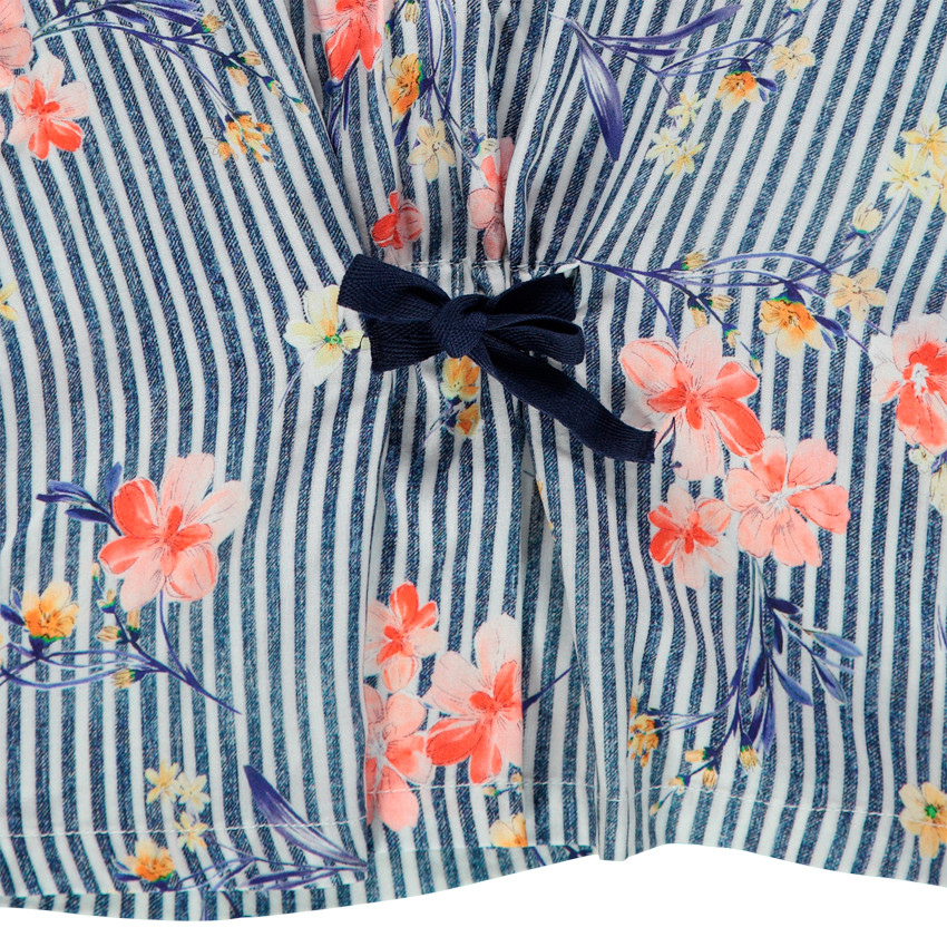 Tουνίκ κοντομάνικη ριγέ με λουλούδια  