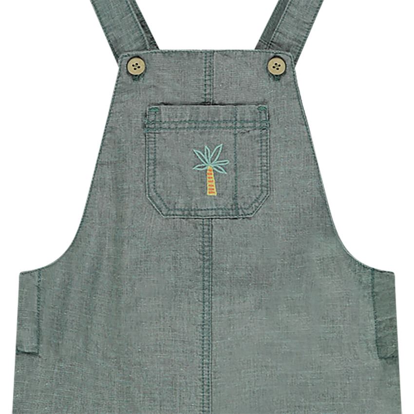 Salopette courte avec broderie palmier pour bébé garçon 